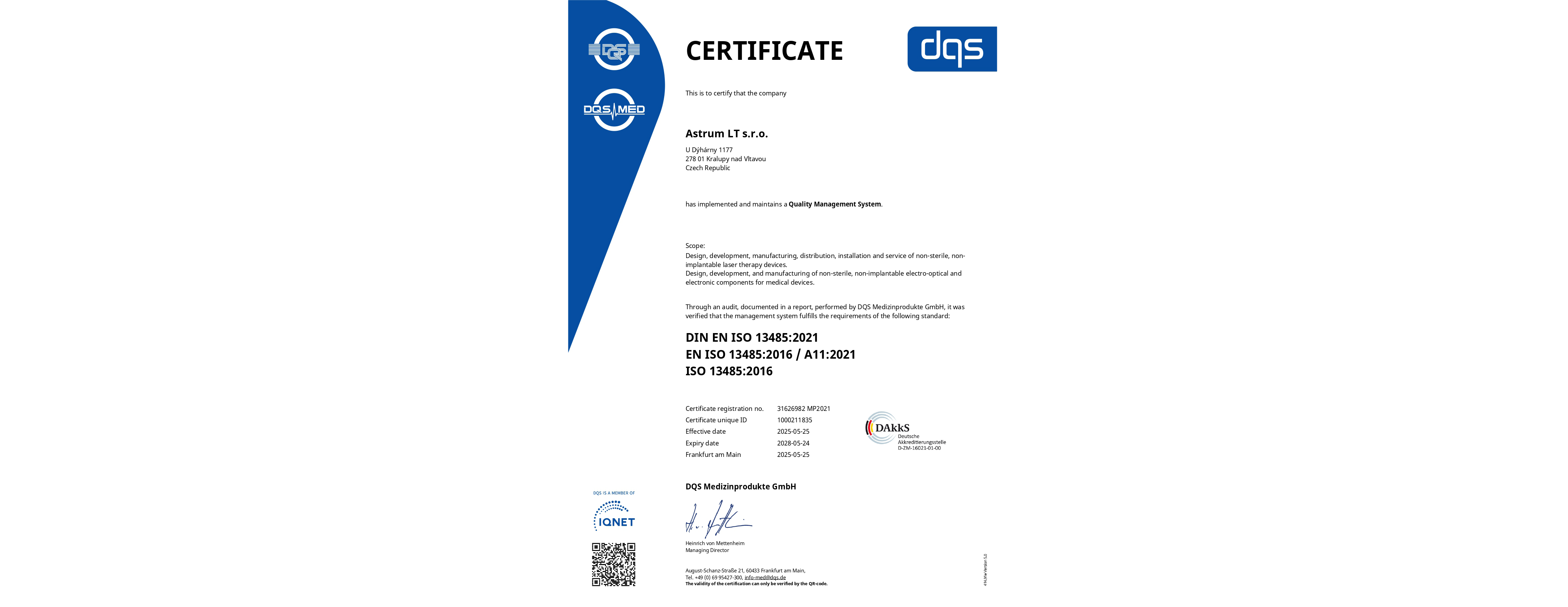 Quality assurance and Certification